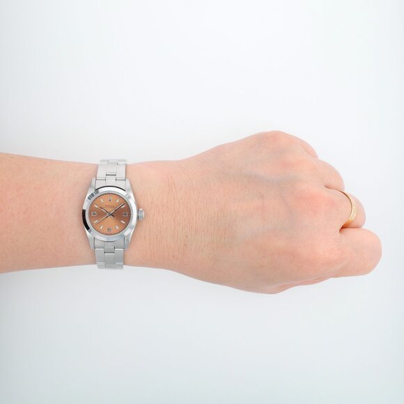 Rolex Oyster perpetual 76080 26mm Salmon Index Arabic Dial Smooth Bezel Oyster - Picture 10 of 11